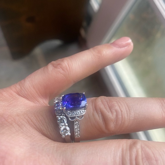 Diamond and Tanzanite 18K white gold ring. - Picture 5 of 9